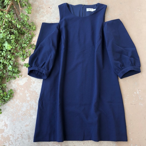 Eliza J Dresses & Skirts - Eliza J Navy Cold Shoulder Swing Dress